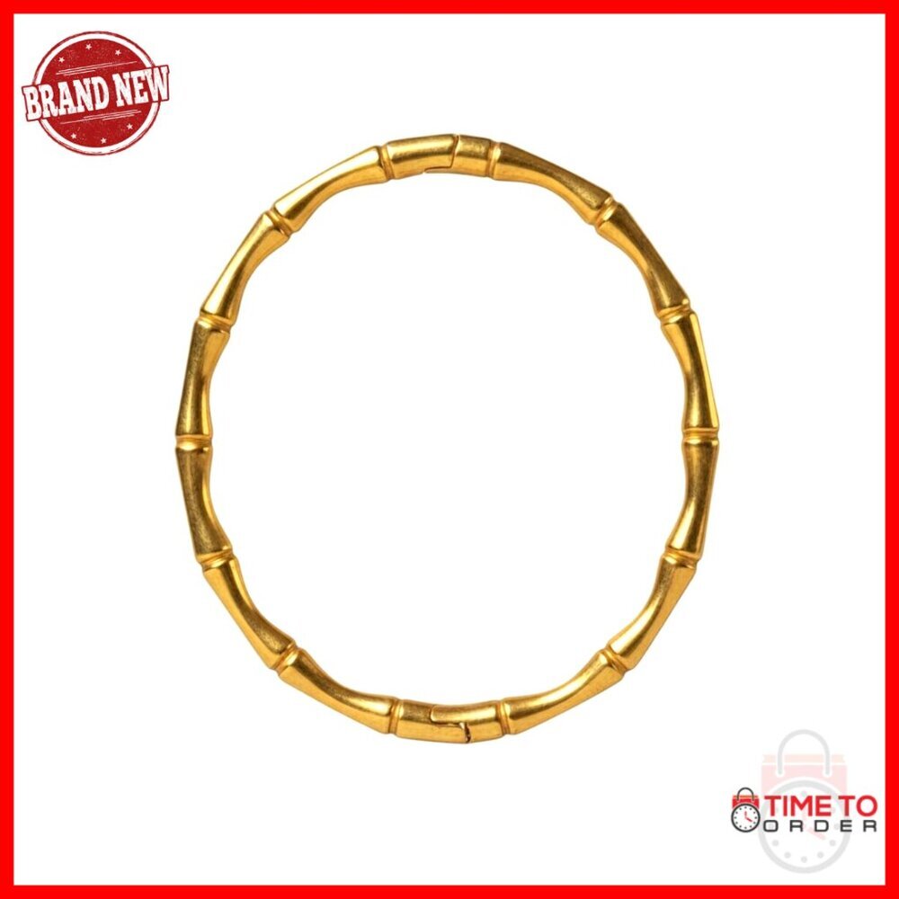 Gold Plated Bamboo Texture Bangle Bracelet Elegant Minimal Chic Jewelry